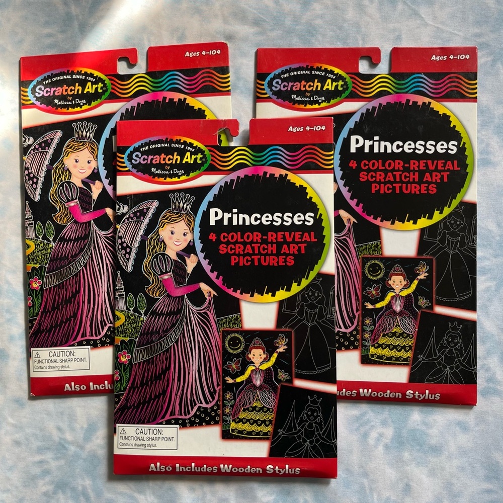 Lot of 3 Melissa & Doug Scratch Art "Princesses" activity kits - BRAND NEW